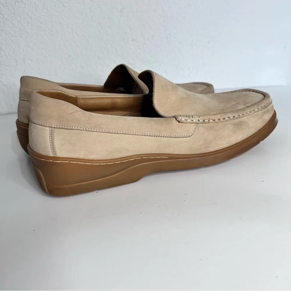 Florsheim Comfortech Beige Tan Suede Leather Slip On Loafers Size 10